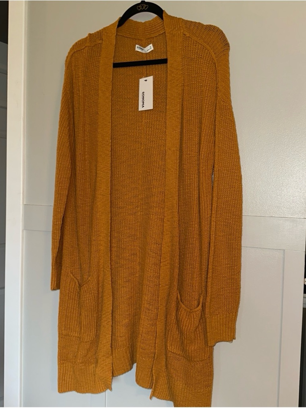 Sonoma Open-Front Cardigan Sweater in Mustard Gold